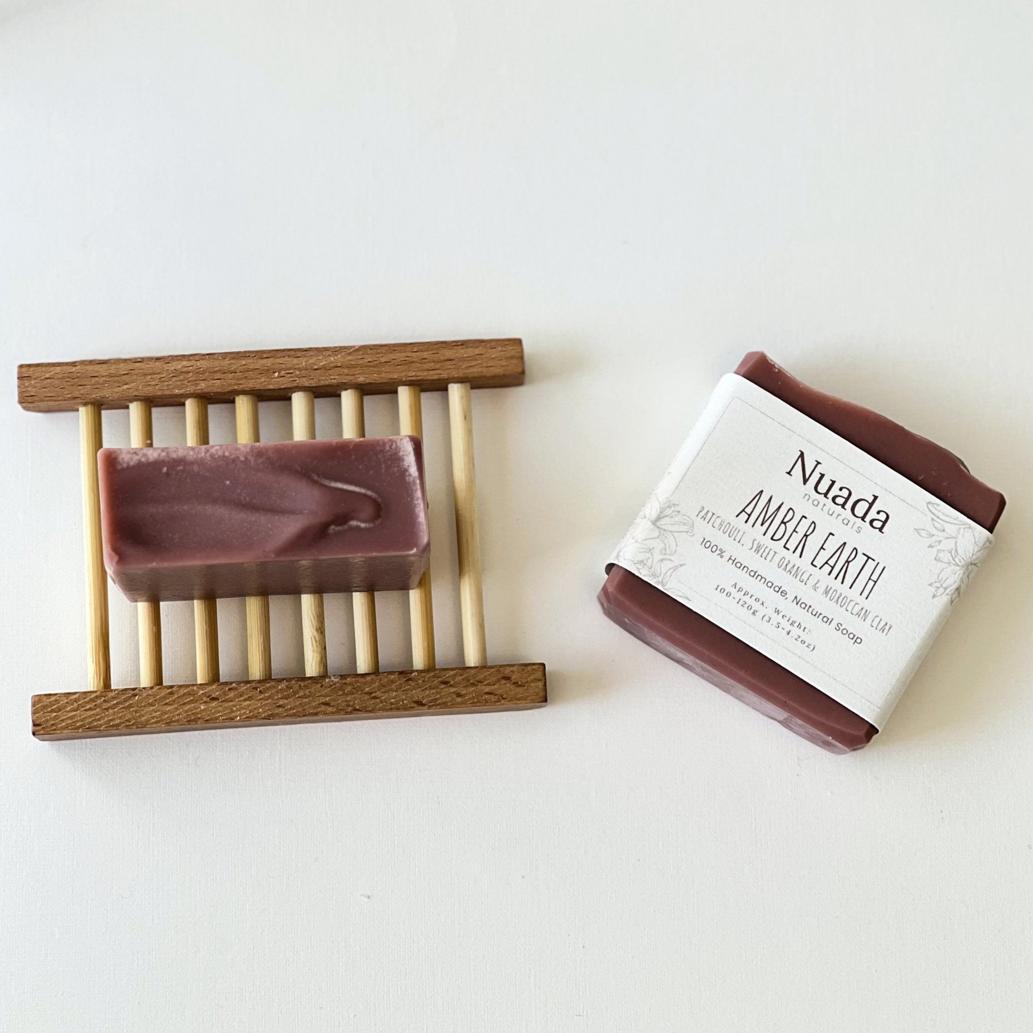 Nuada Naturals Amber Earth patchouli, sweet orange, and Moroccan clay soap