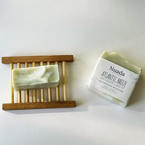 Nuada Naturals Atlantic Breeze mint, eucalyptus, and green clay soap with wrapper