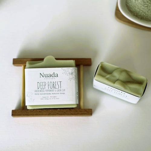 Nuada Naturals Deep Forest sandalwood, peppermint, and green clay soap bars