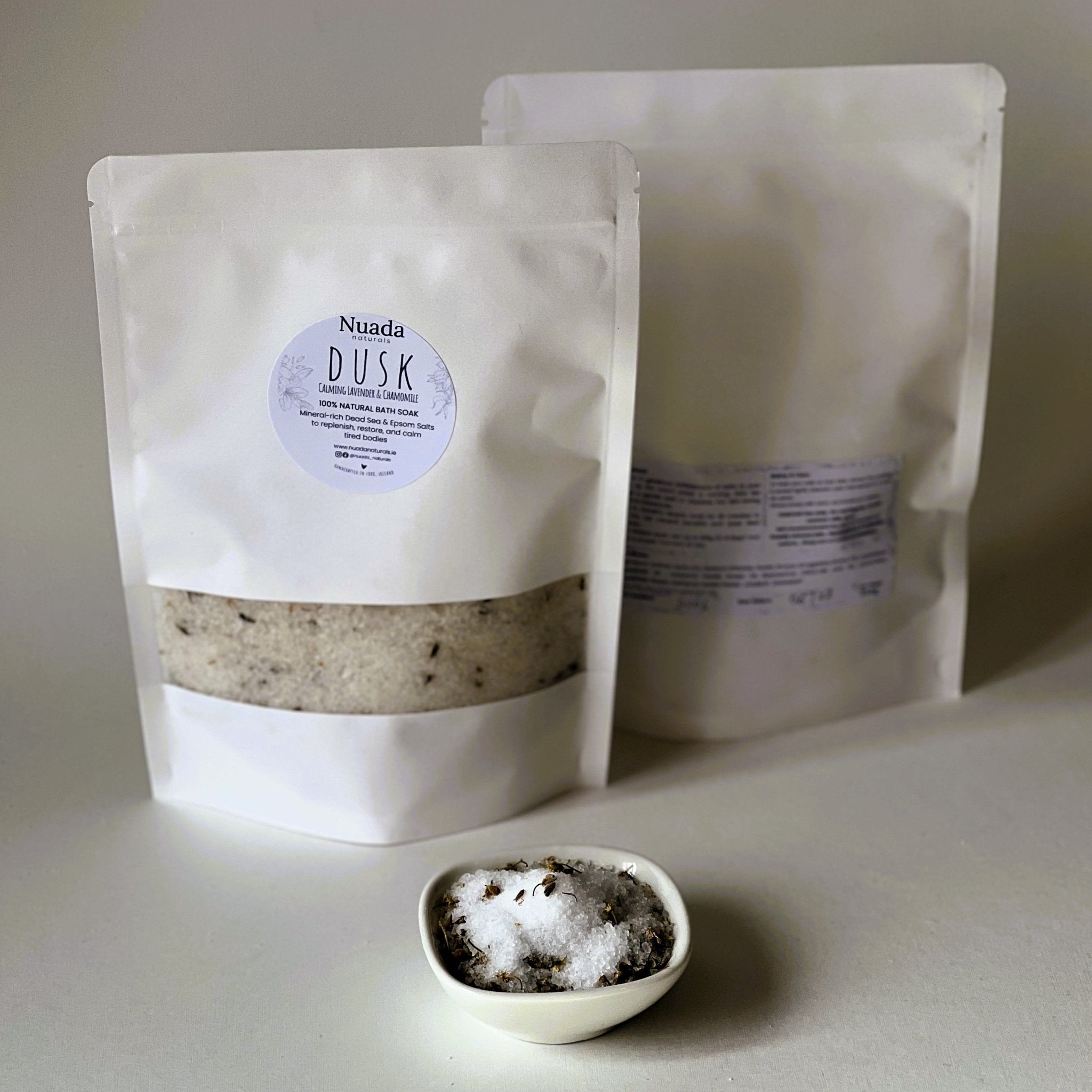 Nuada Naturals Dusk calming lavender and chamomile bath soak pouches