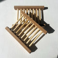 Nuada Naturals wooden slatted soap dishes with self-draining design